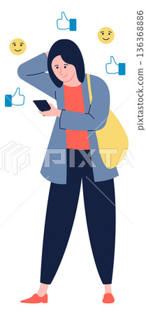 Positive reactions on social media post. Influencer character 136368886