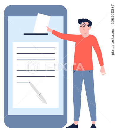 Electronic mail on phone screen. Social digital communication 136368887