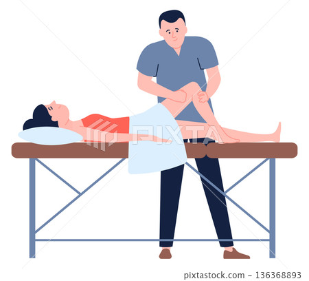 Spa massage color illustration. Leg muscle recovery Spa massage color illustration. Leg muscle recovery 136368893