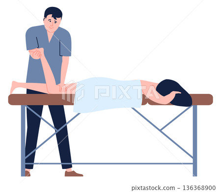 Leg massage. Professional physiotherapist adjust bone and muscle health 136368900