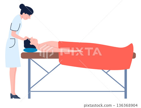 Medical massage procedure. Hospital healing treatment icon 136368904