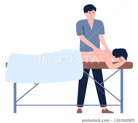 Massage color icon. Human back recovery therapy 136368905