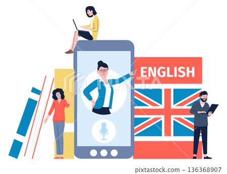 English study online. Digital language education concept 136368907