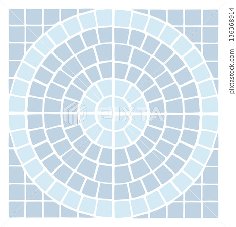 Stone rosette pattern. Promenade walkway decorative element Stone rosette pattern. Promenade walkway decorative element 136368914