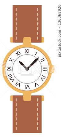 Watch icon. Luxury clock with round golden clockface 136368926