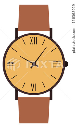 Round hand clock. Classic wristwatch color icon 136368929