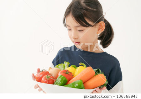Girls with vegetables Girls with vegetables 136368945