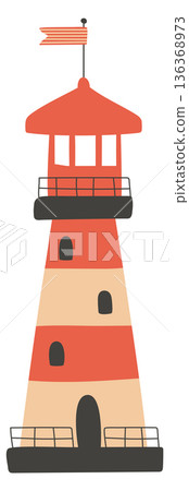 Lighthouse icon. Sea coast tower. Signal beacon Lighthouse icon. Sea coast tower. Signal beacon 136368973