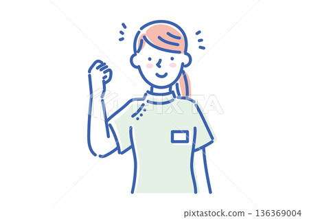 Illustration of a young nurse woman wearing a white coat and smiling 136369004
