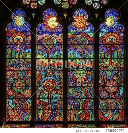 Stained glass with beautiful light 136369051