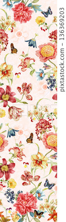 Elegant Floral Paisley Damask Geometric Stripe Ornate Pastel Wallpaper Patterns 136369203
