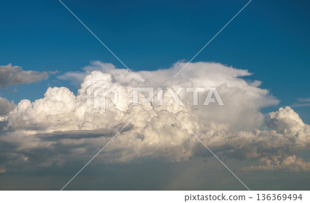 Florida weather in summer rain season. Blue sky with white clouds. Bright skyscape 136369494