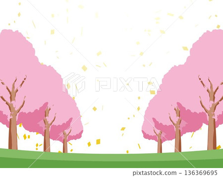 Cherry blossom spring background illustration 136369695