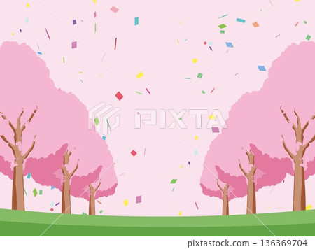 Cherry blossom spring background illustration 136369704