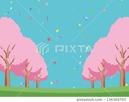 Cherry blossom spring background illustration 136369705