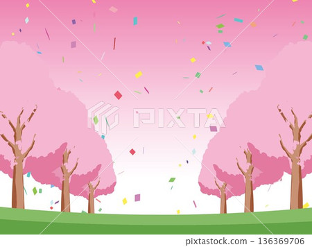Cherry blossom spring background illustration 136369706
