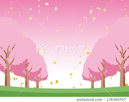 Cherry blossom spring background illustration 136369707