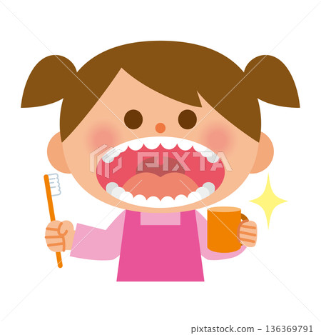 A child with beautiful teeth who is good at brushing his teeth 136369791