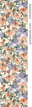 Elegant Floral Paisley Damask Geometric Stripe Ornate Pastel Wallpaper Patterns 136369902