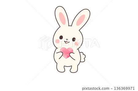 A simple rabbit holding a heart 136369971
