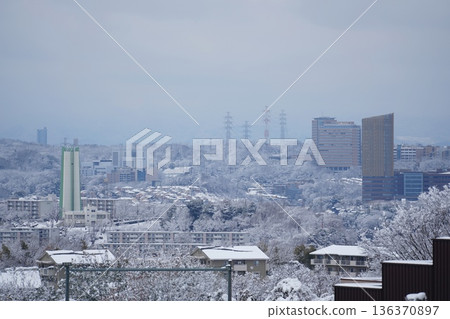 Tama City and Hachioji City on a snowy day taken from Prefectural Route 137 Tama City and Hachioji City on a snowy day taken from Prefectural Route 137 136370897