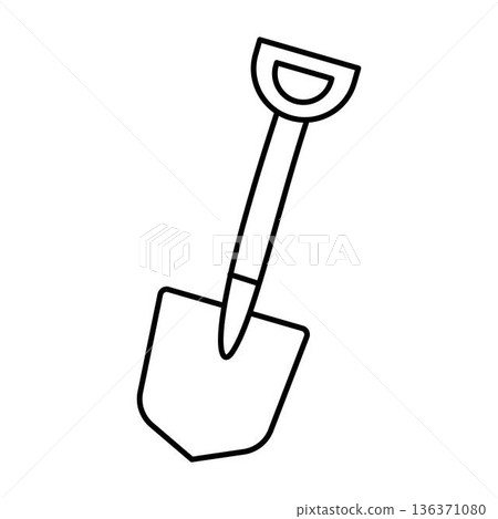 Shovel Outline Illustration for Coloring, farming tool Shovel Outline Illustration for Coloring, farming tool 136371080