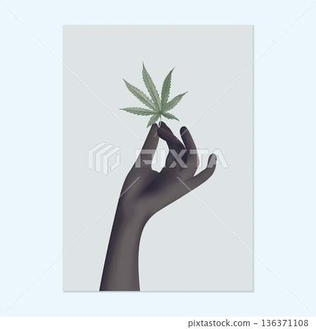 Poster template design, black hand holding cannabis leave Poster template design, black hand holding cannabis leave 136371108