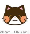 Cute calico cat face icon 136371456