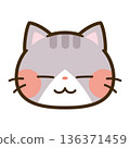Cute mackerel white cat face icon 136371459