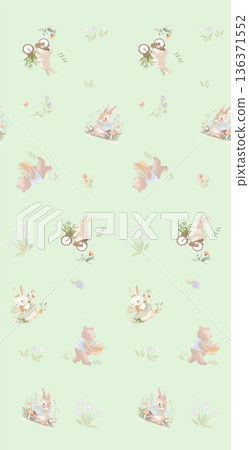 Delicate Pastel Floral Bear Bunny Panda Fruit Bird Kawaii Phone Wallpapers 136371552