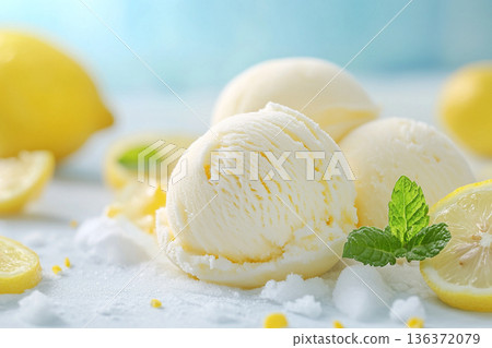Ice cream with lemon AI image 136372079