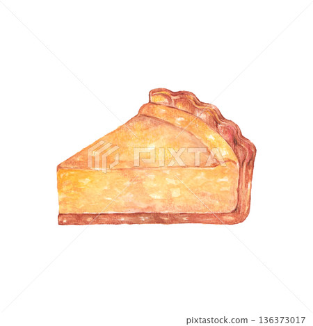 Cheese tart painted in watercolor Cheese tart painted in watercolor 136373017