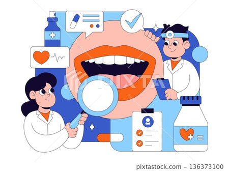 Otorhinolaryngologist Vector Illustration in a Healthcare Environment Related to Medical Conditions of the Ear Nose and Throat on a Flat Background Otorhinolaryngologist Vector Illustration in a Healthcare Environment Related to Medical Conditions of the Ear Nose and Throat on a Flat Background 136373100