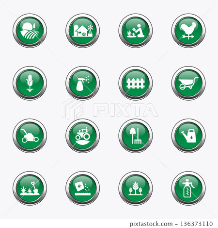 Farming and agriculture outline symbol collection. Farm concept icon set. Signs for website and mobile app design 136373110