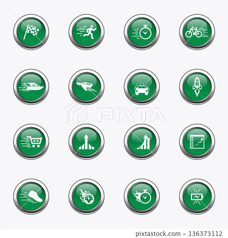 Speed icons set Vector illustration in modern style of productivity related icons. Fast, strength, boost, and more pictograms and infographics for mobile apps 136373112