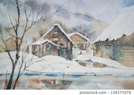 Winter Shirakawa Town 136373979