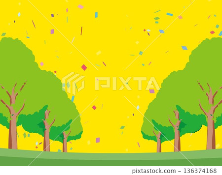 tree, nature, autumn, landscape, background, illustration, trees, plant, yellow, forest, tree, leaf 136374168