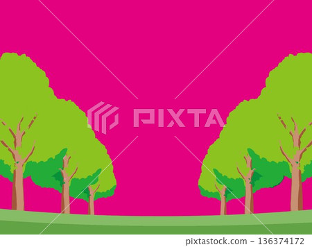 樹、自然、秋天、風景、背景、插畫、樹木、植物、黃色、森林、樹葉 136374172