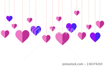Hanging Hearts in Pink and Purple Gradient Romantic Mobile Decoration Artwork for Love Hanging Hearts in Pink and Purple Gradient Romantic Mobile Decoration Artwork for Love 136374283