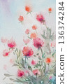 Watercolor floral background illustration 136374284