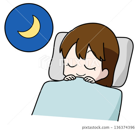 Illustration of a girl sleeping comfortably 136374396
