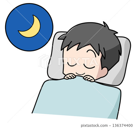 男孩舒適熟睡的插圖 136374400