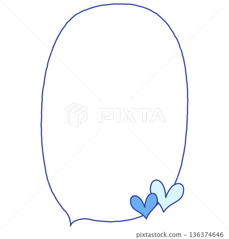 Handwritten downward-facing vertical oval speech bubble (heart, blue) Handwritten downward-facing vertical oval speech bubble (heart, blue) 136374646