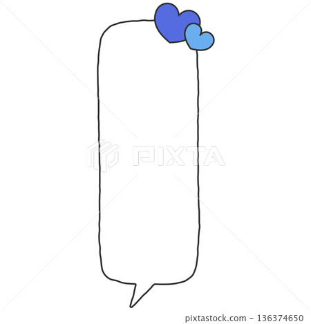 Handwritten downward-facing vertical rectangular speech bubble (heart, blue) Handwritten downward-facing vertical rectangular speech bubble (heart, blue) 136374650