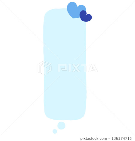 Handwritten downward-facing vertical rectangular speech bubble (heart, blue) Handwritten downward-facing vertical rectangular speech bubble (heart, blue) 136374715