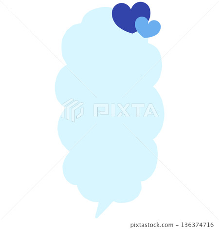 Handwritten downward vertical speech bubble (heart, blue) Handwritten downward vertical speech bubble (heart, blue) 136374716
