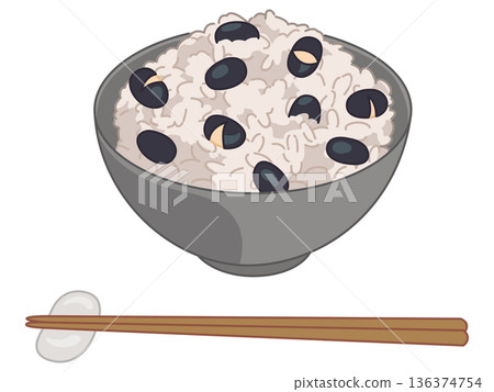 黑豆飯示意圖(附圖筷子和筷架) 黑豆飯示意圖(附圖筷子和筷架) 136374754