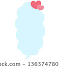 Handwritten downward vertical speech bubble (heart, blue) 136374780