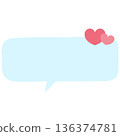 Handwritten downward-facing rectangular speech bubble (heart, blue) 136374781