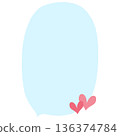 Handwritten downward-facing vertical oval speech bubble (heart, blue) 136374784